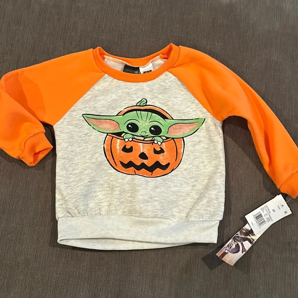 STAR WARS GROGU in Pumpkin Cozy Sweater 3T NWT - Picture 1 of 4